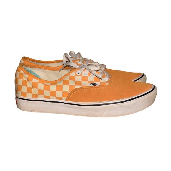 VANS $80 Comfy Cush Orange Checker Suede Classic Skate Shoe M 9 / W 10.5 - Picture 2 of 7